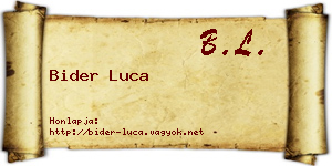 Bider Luca névjegykártya